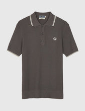 Load image into Gallery viewer, Fred Perry Textured Knitted Polo Shirt - Anthracite Black