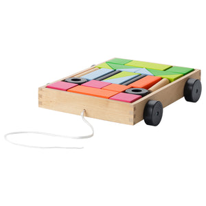 24 building blocks with wagon