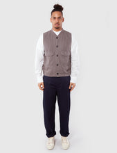 Load image into Gallery viewer, Universal Works Watchman Linen Waistcoat - Dark Stone
