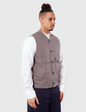 Load image into Gallery viewer, Universal Works Watchman Linen Waistcoat - Dark Stone
