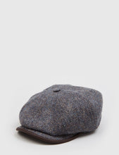 Load image into Gallery viewer, Stetson Hatteras Herringbone Newsboy Cap - Brown/Blue

