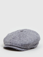 Load image into Gallery viewer, Stetson Hatteras Herringbone Newsboy Cap (Silk) - Black/Grey
