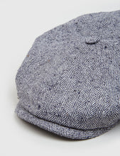 Load image into Gallery viewer, Stetson Hatteras Herringbone Newsboy Cap (Silk) - Black/Grey
