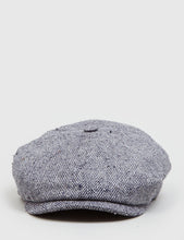 Load image into Gallery viewer, Stetson Hatteras Herringbone Newsboy Cap (Silk) - Black/Grey

