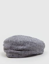 Load image into Gallery viewer, Stetson Hatteras Herringbone Newsboy Cap (Silk) - Black/Grey

