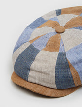 Load image into Gallery viewer, Stetson Hatteras Patchwork Newsboy Cap (Linen) - Blue
