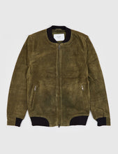 Load image into Gallery viewer, Bellfield Hadon Suede Bomber Jacket - Dark Olive
