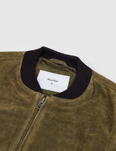Load image into Gallery viewer, Bellfield Hadon Suede Bomber Jacket - Dark Olive
