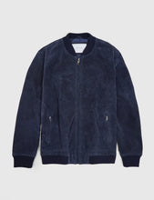 Load image into Gallery viewer, Bellfield Plato Suede Bomber Jacket - Navy Blue

