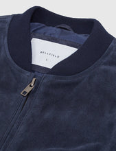 Load image into Gallery viewer, Bellfield Plato Suede Bomber Jacket - Navy Blue
