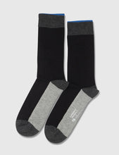 Load image into Gallery viewer, Democratique x Garment Project Double Block Socks - Black/Grey/Blue
