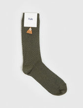 Load image into Gallery viewer, Folk Waffle Socks - Military Green
