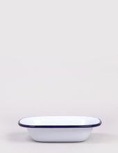 Load image into Gallery viewer, Falcon Enamelware Oblong Pie Dish (18cm) - White/Blue
