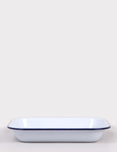 Load image into Gallery viewer, Falcon Enamelware Oblong Pie Dish (22cm) - White/Blue
