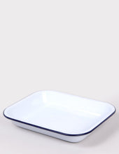 Load image into Gallery viewer, Falcon Enamelware Oblong Pie Dish (22cm) - White/Blue
