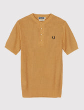 Load image into Gallery viewer, Fred Perry Knitted Button Neck Shirt - 1964 Gold
