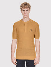 Load image into Gallery viewer, Fred Perry Knitted Button Neck Shirt - 1964 Gold
