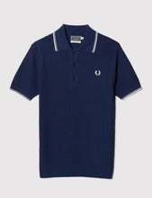 Load image into Gallery viewer, Fred Perry Textured Knitted Polo Shirt - French Navy
