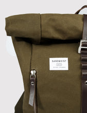Load image into Gallery viewer, Sandqvist Rolf Rolltop Backpack (Canvas) - Waxed Olive
