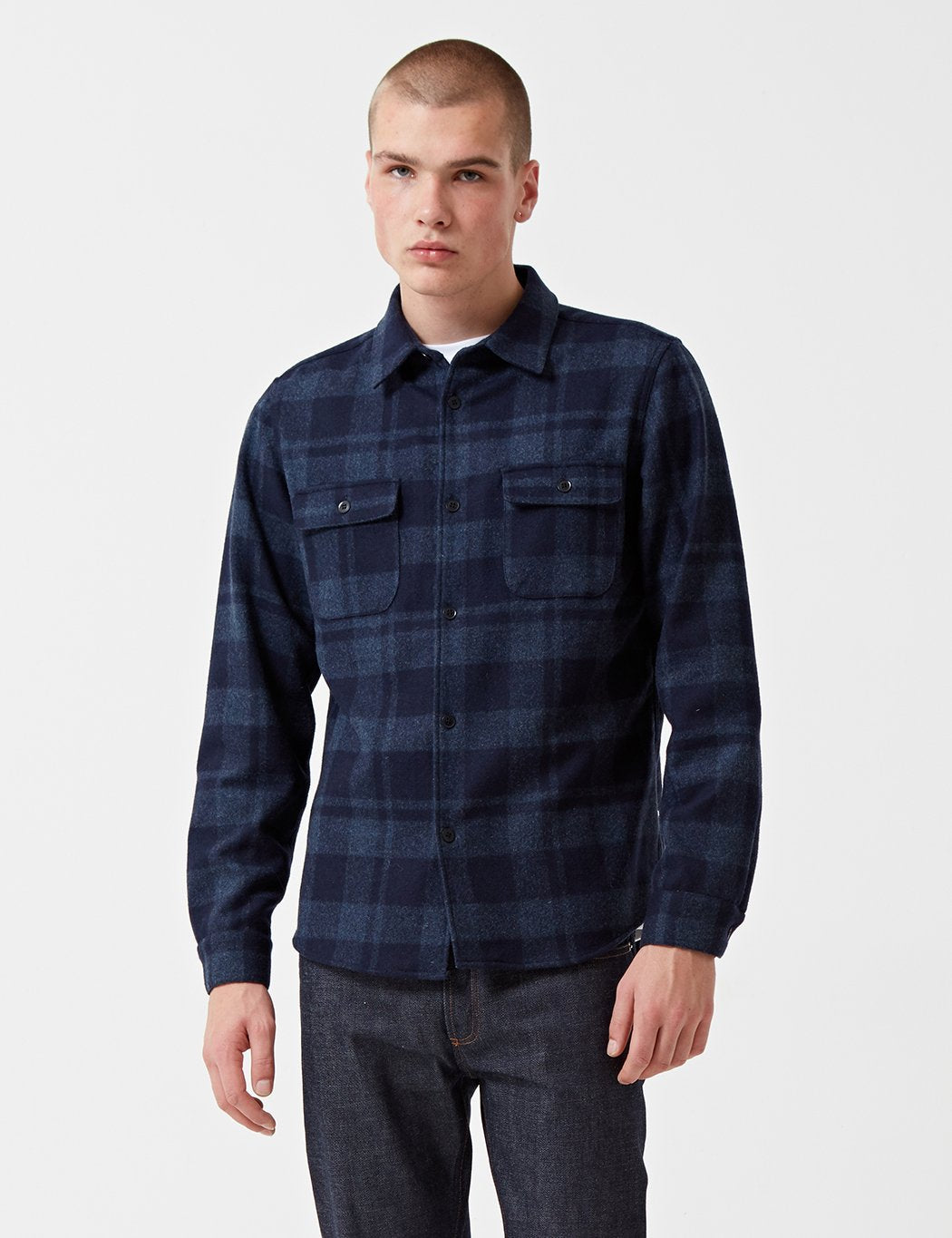 A.P.C. 50S Check Overshirt - Marine Blue